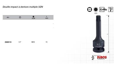 Douille XZN à chocs 1/2" M10