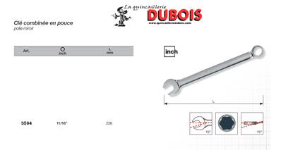 Clé combinée polie miroir 11/16"