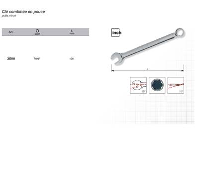 Clé combinée polie miroir 7/16"