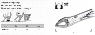 Pince-étau bec long 250 mm