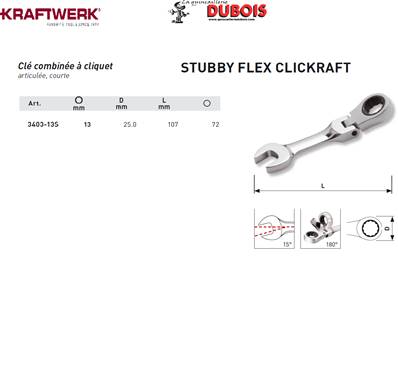 Clé courte flex. à cliquet CK 13 mm