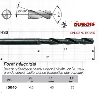 Forets HSS DIN 338-N 4.0 mm