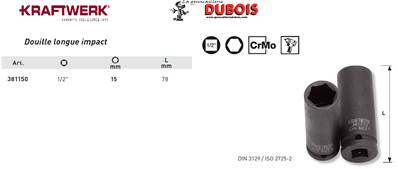 Douille longue impact 1/2" 15 mm