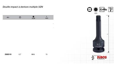 Douille XZN à chocs 1/2" M16