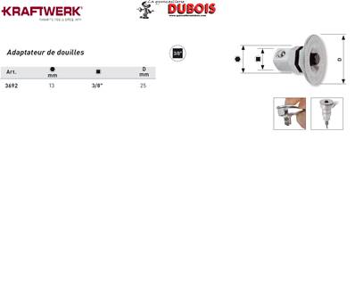 Adaptateur de douilles 3/8"x13mm