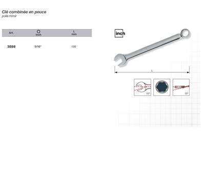 Clé combinée polie miroir 5/16"