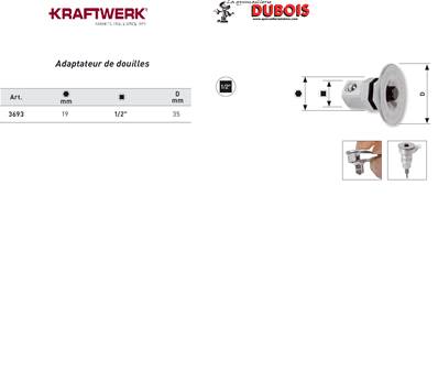 Adaptateur de douilles 1/2"x19mm